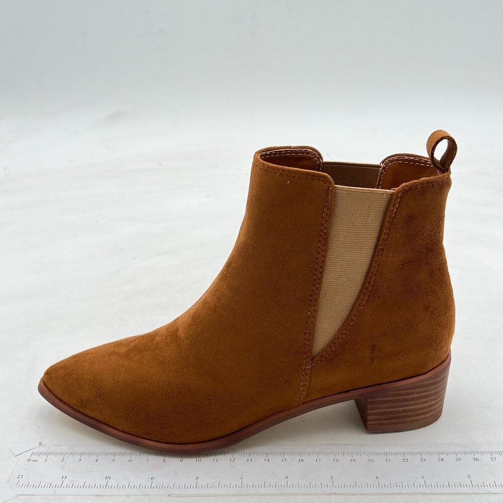 Brown Suede Pointed Toe Block Low Heel Ankle Boots Party Dress Booties
